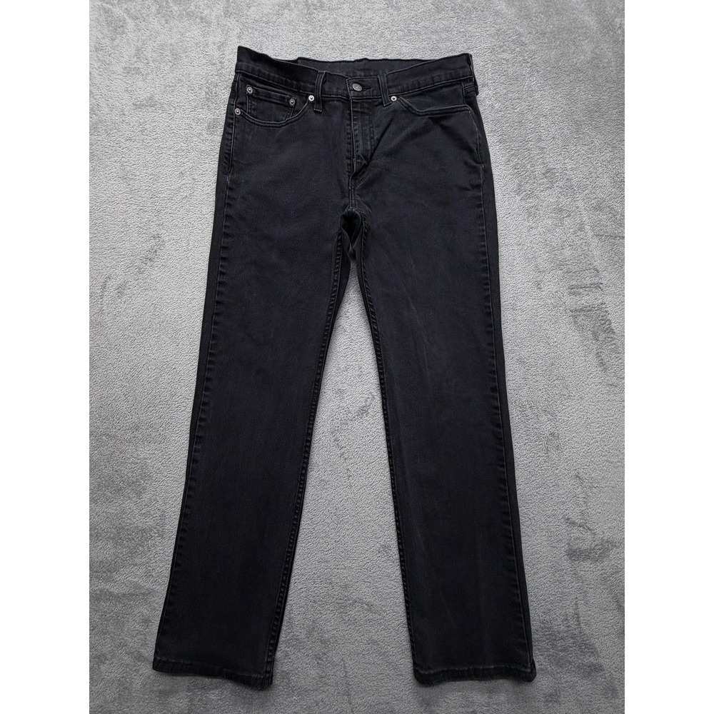 Levi's 514 Jeans Mens Measured 32x29 Black Straight Leg Stretch‎ Denim Zip Fly